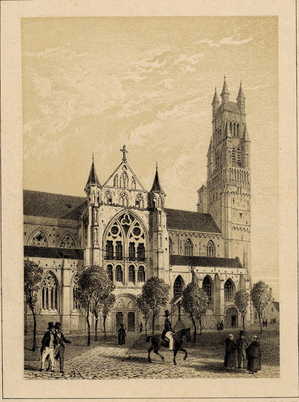 afbeelding van prent Cathédrale de St. Sauveur van H. Borremans (Brugge )