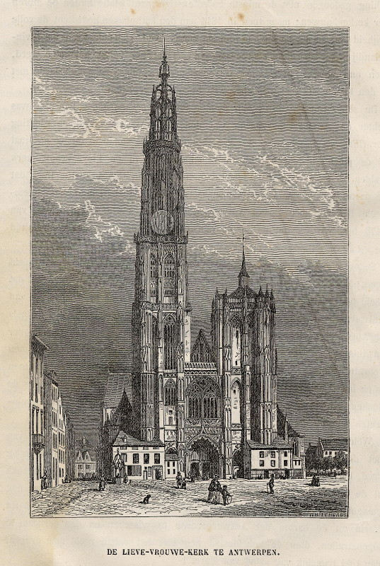 afbeelding van prent De Lieve-Vrouwe-kerk te Antwerpen van Whitehead (Antwerpen)