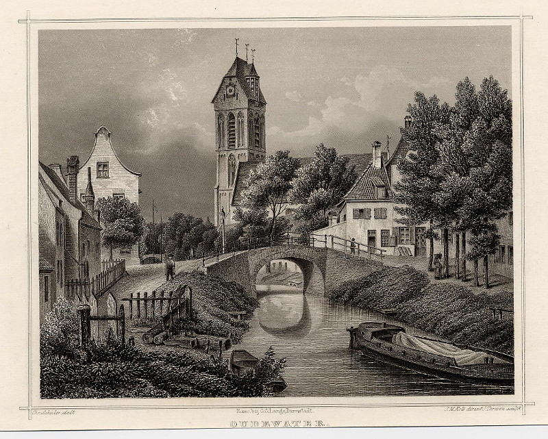 afbeelding van prent Oudewater van J.M. Kolb en J. Terwen, naar Chr. Schuler (Oudewater)