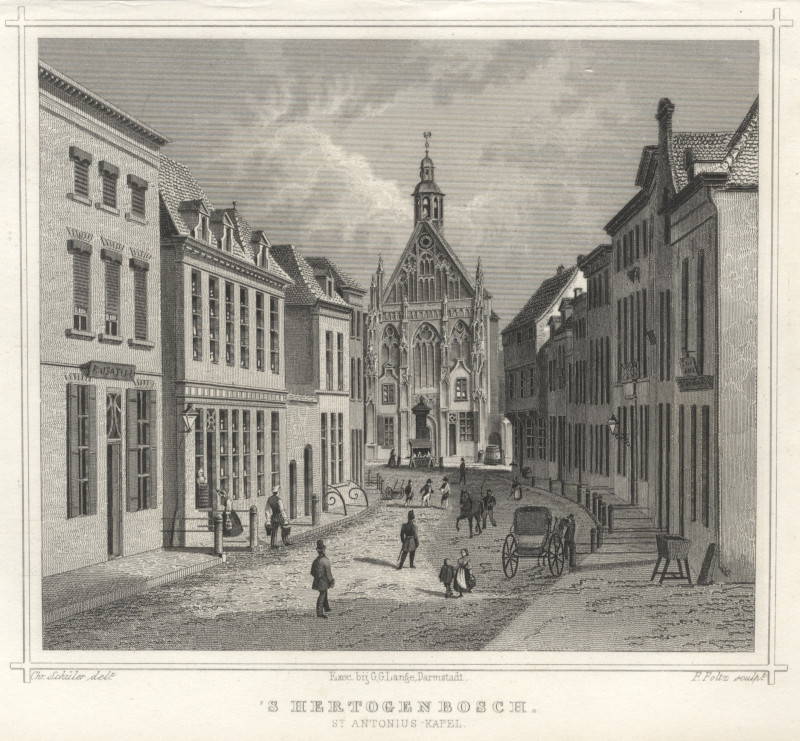afbeelding van prent ´s-Hertogenbosch, St. Antonius-kapel van F. Foltz naar Chr. Schüler (Den Bosch)