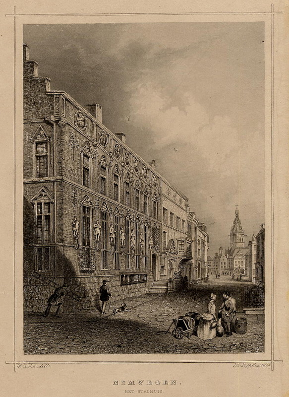 afbeelding van prent Nimwegen, het stadhuis van Joh. Poppel, naar W.J. Cooke (Nijmegen)