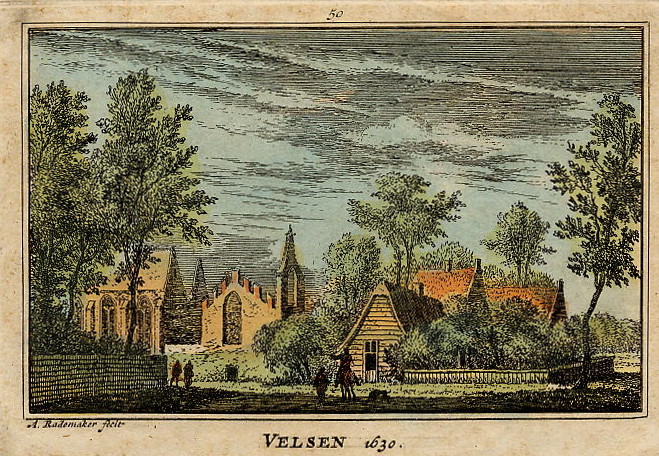 afbeelding van prent Velsen 1630 van A. Rademaker (Velsen)