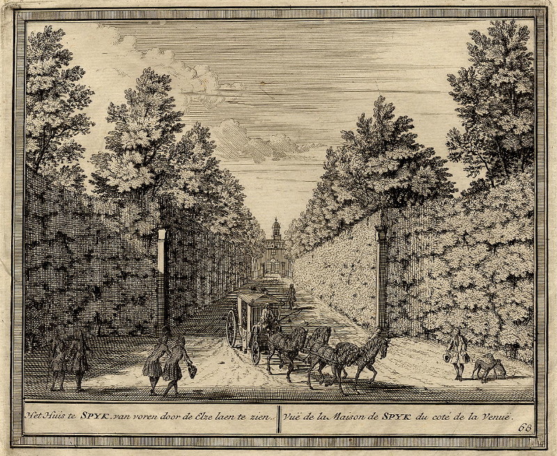 afbeelding van prent Het huis te Spijk, van voren door de Elzelaen te zien van H. de Leth (Spijkenisse)
