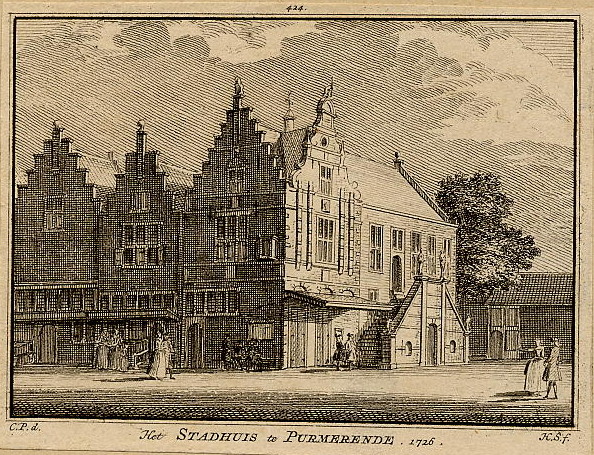 afbeelding van prent Het stadhuis te Purmerend, 1726 van H. Spilman en C. Pronk (Purmerend)