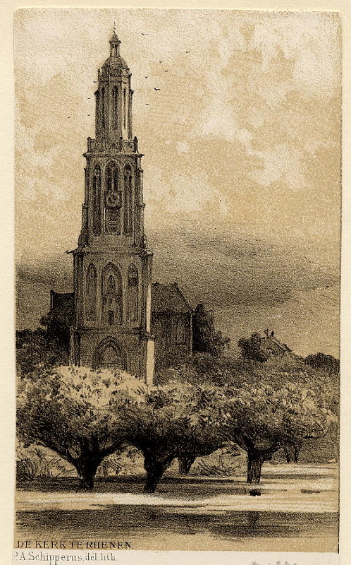 afbeelding van prent De kerk te Rhenen van P. A. Schipperus (Rhenen)