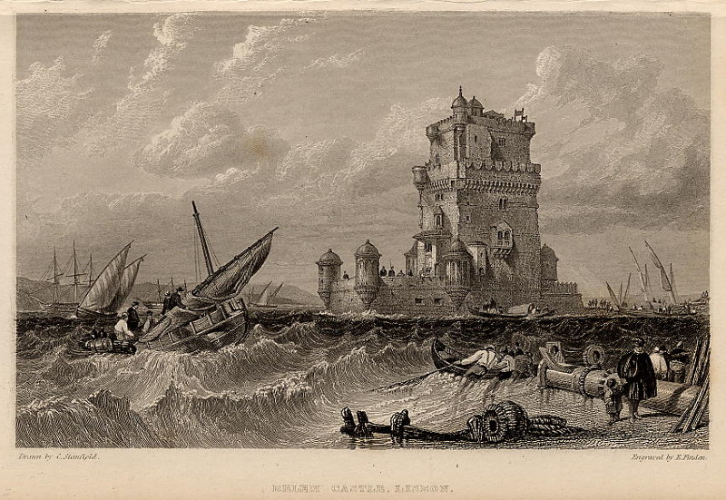 afbeelding van prent Belem castle, Lisbon van E. Finden, naar C. Stansfield (Lissabon)