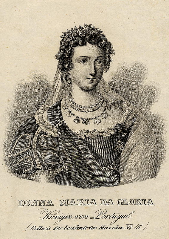 afbeelding van prent Donna Maria da Gloria, Konigin von Portugal van nn (Adel, Vrouwen,)