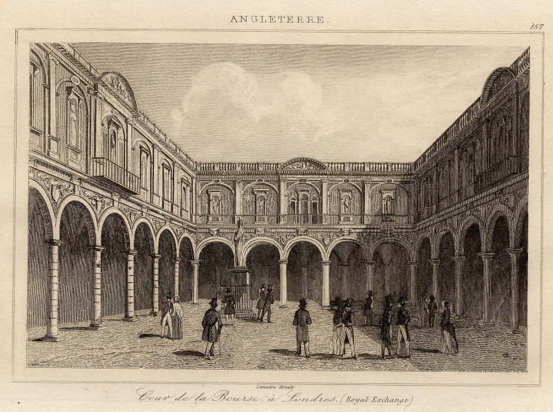 afbeelding van prent Cour de la Bourse à Londres (Royal Exchange) van Lemaitre (Londen, London)