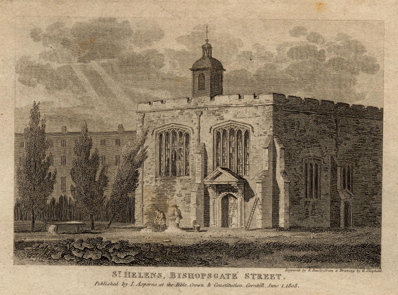 afbeelding van prent St. Helens, Bishopsgate Street van S. Rawle, G. Shepherd (Londen, London)