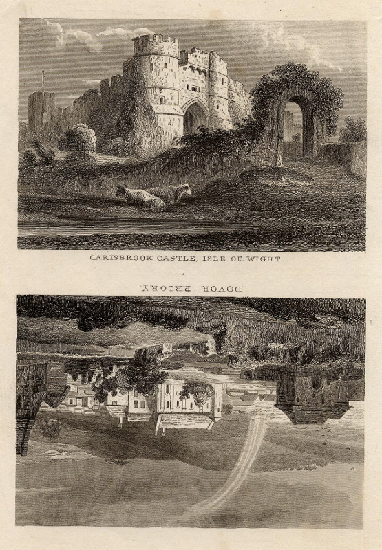 afbeelding van prent Carisbrook Castle, Isle of Wight. Dovor Priory. van nn (Wight, Dover)