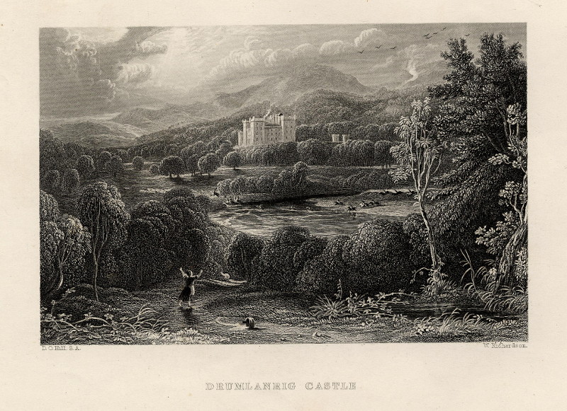 afbeelding van prent Drumlanrig castle van W. Richardson, D.O. Hill S.A. (Thornhill)
