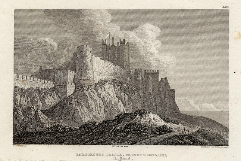 afbeelding van prent Bamborough castle, Northumberland, England van nn (Bamburgh)