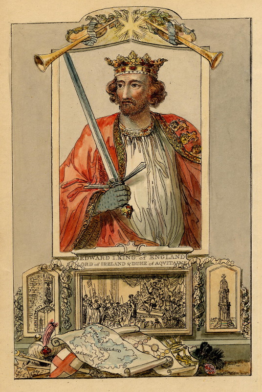 afbeelding van prent Edward I, King of England, Lord of Ireland & Duke of Aquitaine van nn (Adel, )