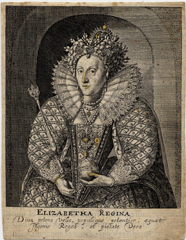 afbeelding van prent Elizabetha Regina van Crispijn de Passe I (Adel, Vrouwen,)