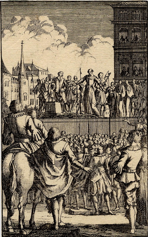 afbeelding van prent Onthoofding van Jan en Caspar Luyken (Adel, )