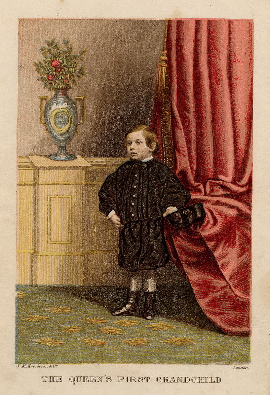 afbeelding van prent The Queen´s first grandchild van J.M. Kronheim (Adel, )