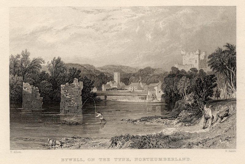 afbeelding van prent Bywell, on the Tyne, Northumberland van R. Sands, naar T. Allom (Bywell)