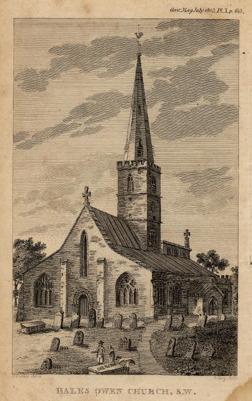 afbeelding van prent Hales Owen Church, S.W. van F. Cary, D. Parkes (Halesowen)