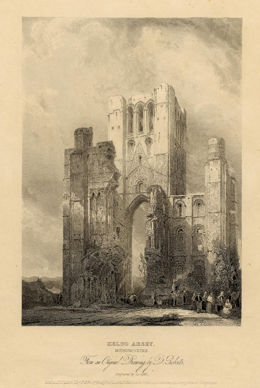 afbeelding van prent Kelso Abbey, Roxburgshire van W. Le Petit, naar D. Roberts (Kelso)