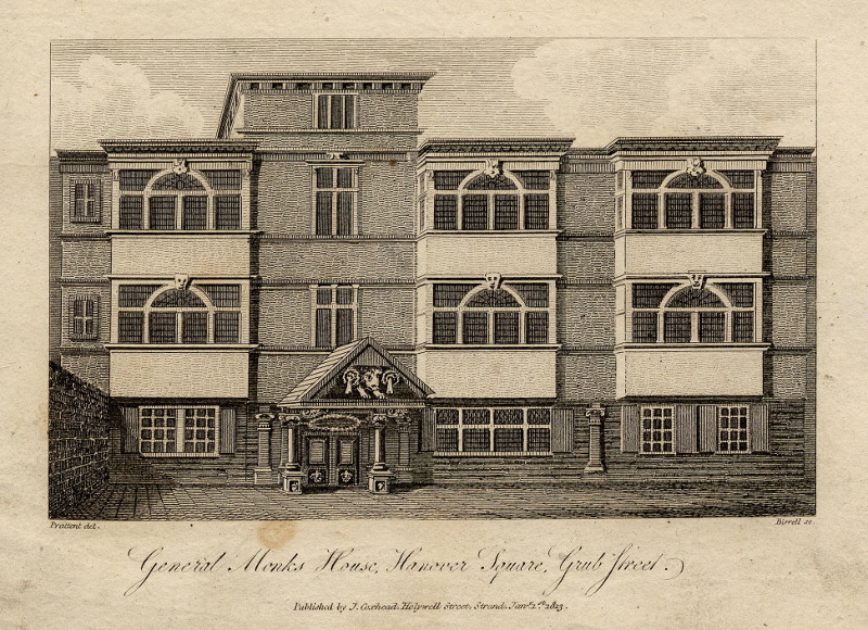 afbeelding van prent General Monks House, Hanover Square, Grub Street. van Birrell, PRattent (Londen, London)