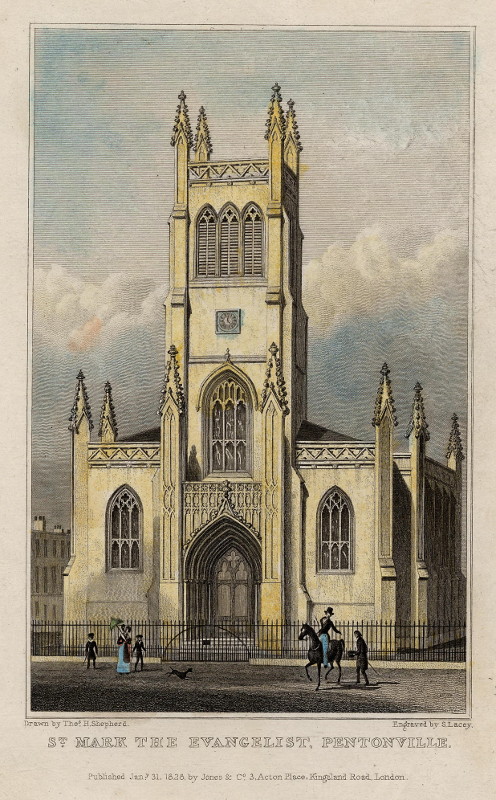 afbeelding van prent St. Mark the Evangelist, Pentonville van S. Lacey, T.H. Shepherd (Londen, London)