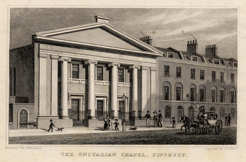 afbeelding van prent The Unitarian Chapel, Finsbury van J.F. Havell, T.H. Shepherd (Londen, London)