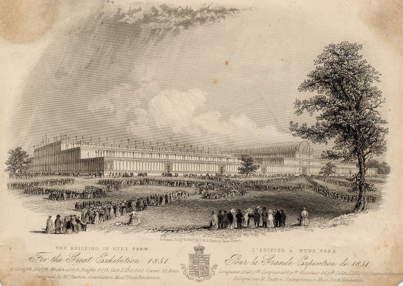 afbeelding van prent The building in Hyde park. For the Great Exhibition 1851. van C.E. Layton (Londen, London)