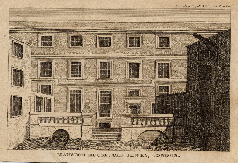 afbeelding van prent Mansion House, Old Jewry, London van nn (Londen, London)