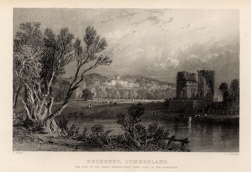 afbeelding van prent Netherby, Cumberland van J.C. Bentley, T. Allom (Cumbria)