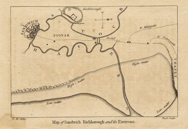 afbeelding van plattegrond Map of Sandwich Richborough and its Environs van Bayly, G.B. (Sandwich)