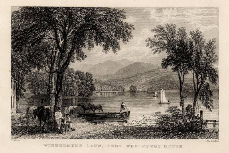 afbeelding van prent Windermere lake, from the ferry house van W. Taylor, T. Allom (Windermere)