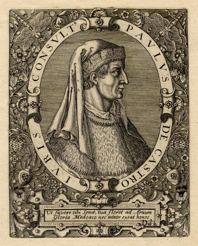 afbeelding van prent Paulus de Castro Ivris Consult van Theodoor de Bry (wetenschappers, )