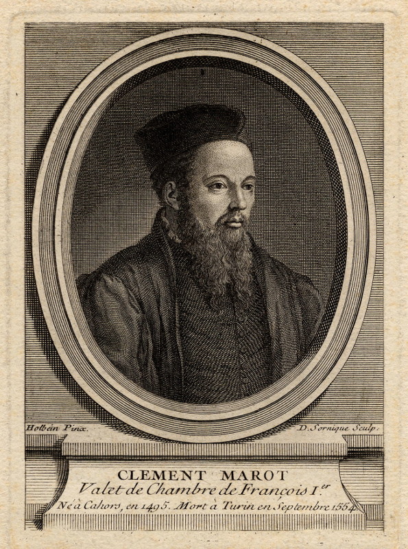 afbeelding van prent Clement Marot, Valet de Chambre de Francois I-er van D. Sornique naar Hans Holbein (mogelijk) (Schrijvers, )