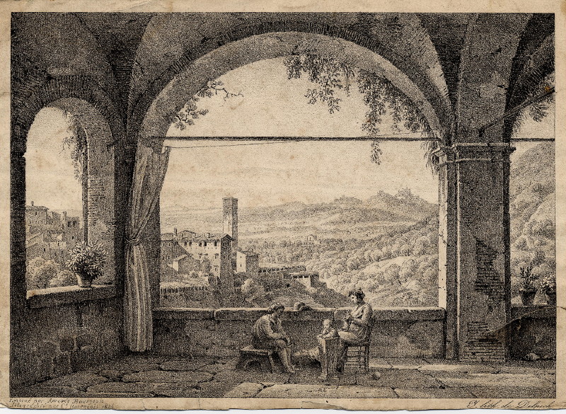 afbeelding van prent Italiaans uitzicht van C. Bourgeois, F. Delpech