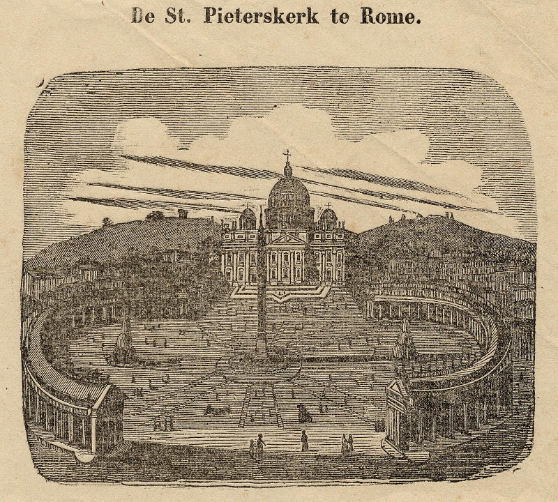 afbeelding van prent De St. Pieterskerk te Rome van nn (Vaticaanstad, Vaticaan, Vatican)