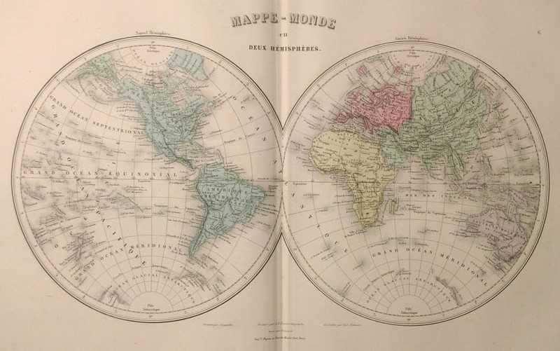 afbeelding van kaart Mappe-Monde en deux Hémisphères van Migeon, Sengteller, Chartier