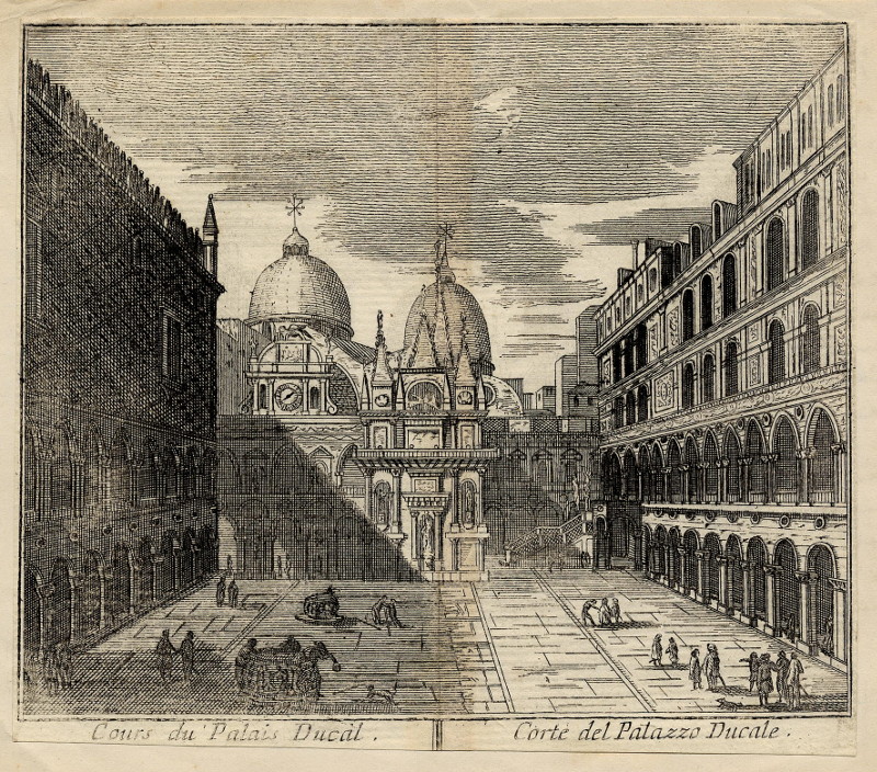 afbeelding van prent Cours du Palais Ducal, Corte del Palazzo Ducale van nn (Venetie, Venice)