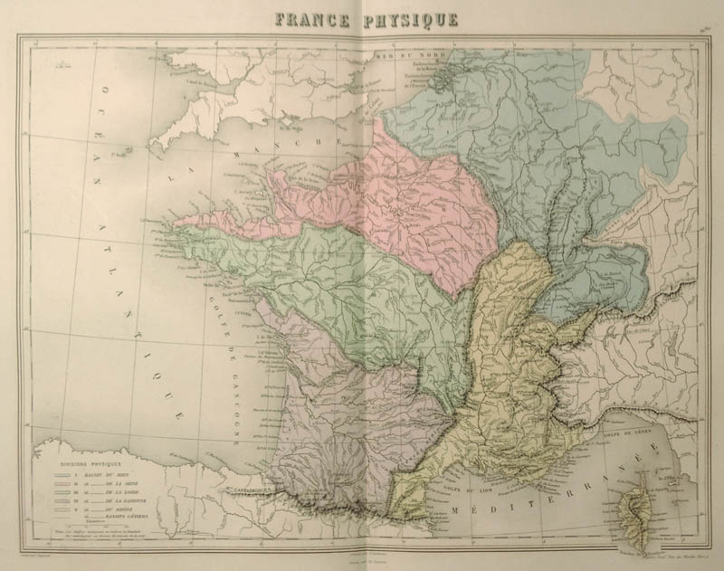 afbeelding van kaart France Physique van Migeon, Sengteller, Desbuissons