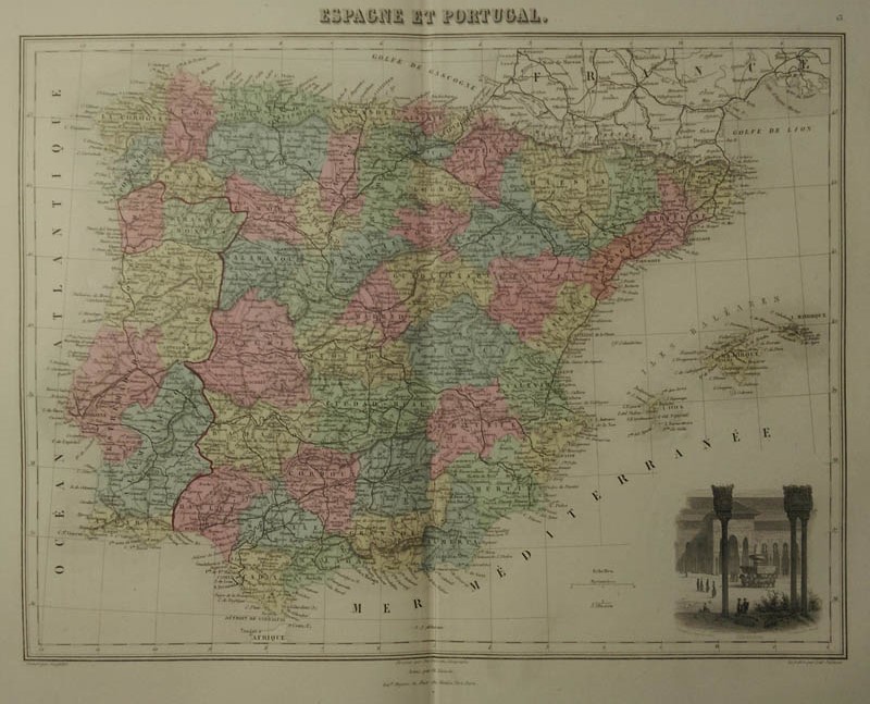 afbeelding van kaart Espagne et Portugal van Migeon, Sengteller, Desbuissons