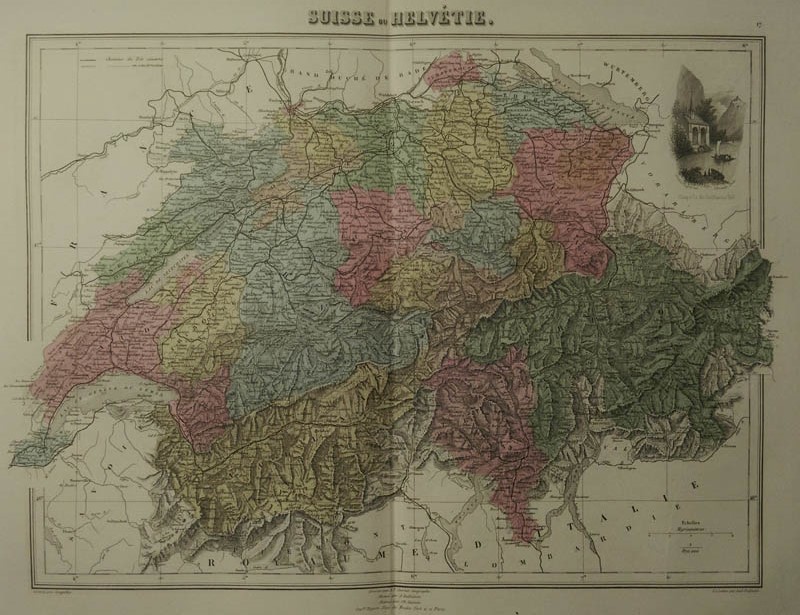afbeelding van kaart Suisse ou Helvétie van Migeon, Sengteller, Desbuissons