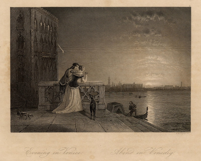 afbeelding van prent Evening in Venice. Abend in Venedig van A.H. Payne (Venetie, Venice)