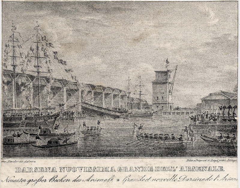 afbeelding van prent Darsena Nuovissima Grande dell´ Arsenale van Giovanni Pividor (Venetie, Venice)