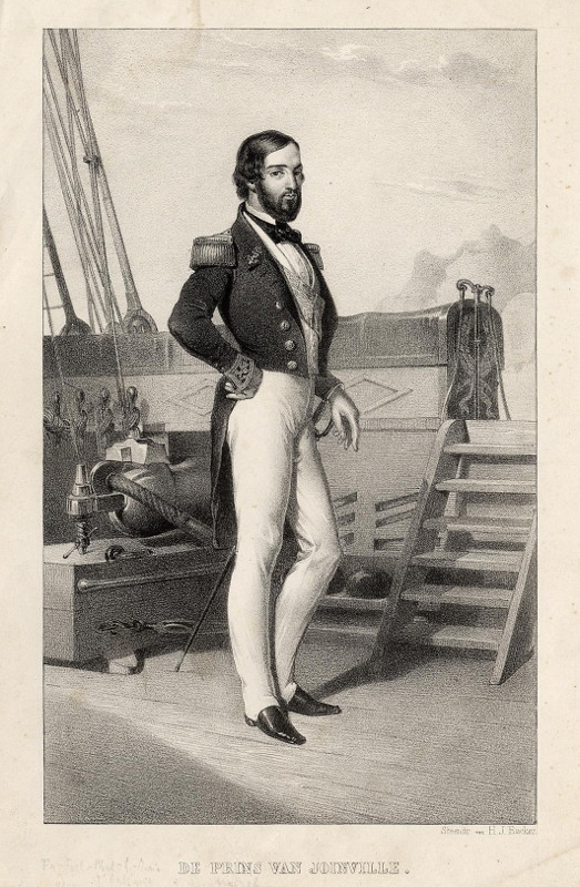 afbeelding van prent De prins van Joinville van H.J. Backer (Adel, )