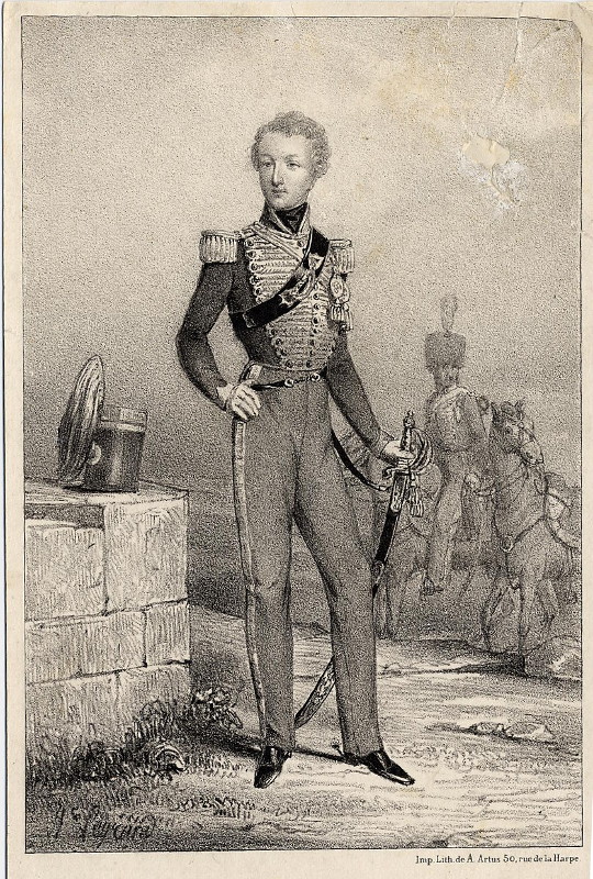 afbeelding van prent Le Duc de Nemours, Colonel des Hussards van A. Artus (Adel, )