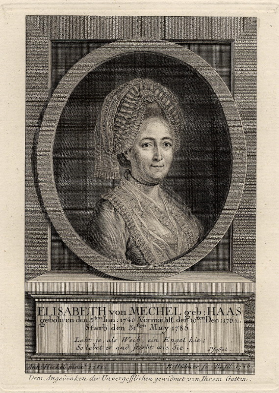 afbeelding van prent Elisabeth von Mechel, geb. Haas van B. Hühner (Vrouwen,)