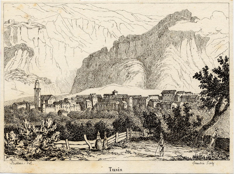 afbeelding van prent Tusis van Buttura, Lacauchie (Thusis)