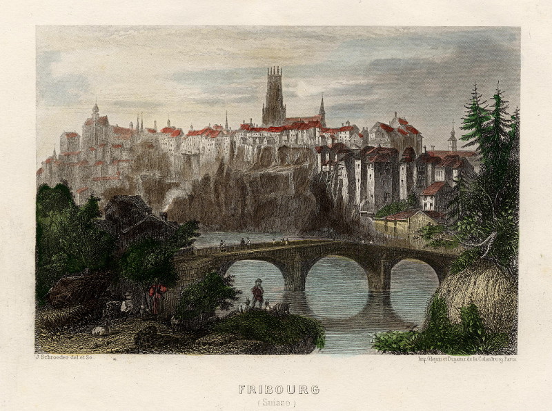 afbeelding van prent Fribourg (Suisse) van J. Schroeder (Fribourg)