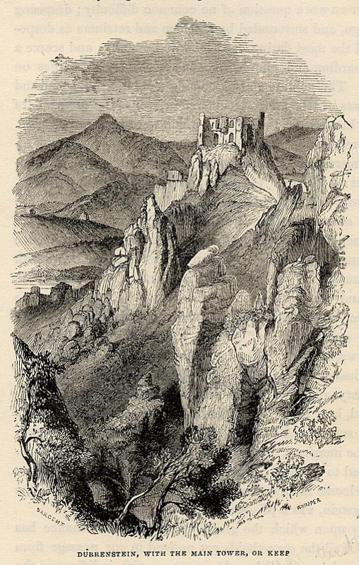 afbeelding van prent Durrenstein, with the main tower, or Keep van Sargent, Whimper (Durnstein)