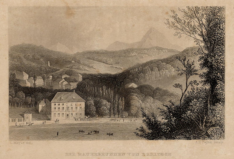afbeelding van prent Der Sauerbrunnen von Rohitsch van L. Mayer, A.H. Payne (Rogatec, Rohitsch)