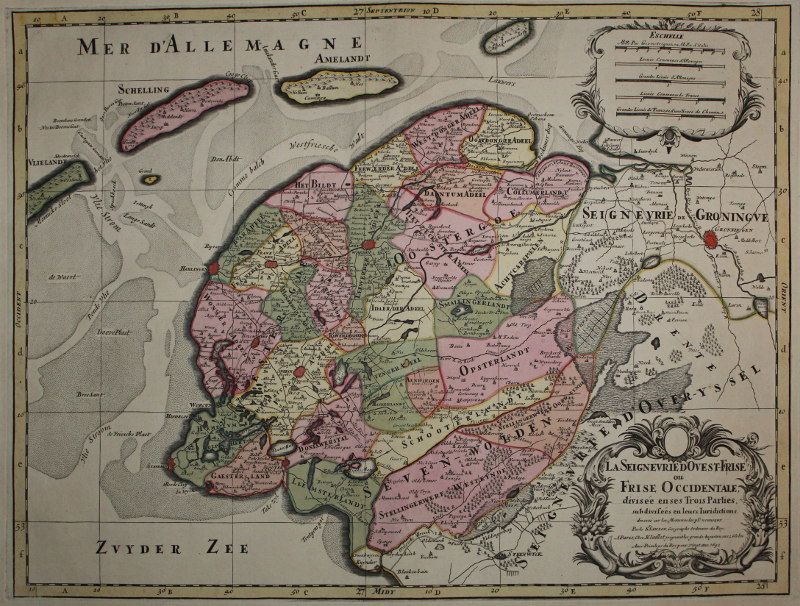 afbeelding van kaart La Seigneurie D´Ovest-Frise ou Frise Occidentale, divisée en ses trois parties van N. Sanson,H. Jaillot